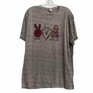Threadfast Apparel Peace Love Well Shirt Mens Gray T-Shirt Short Sleeve Size XL
